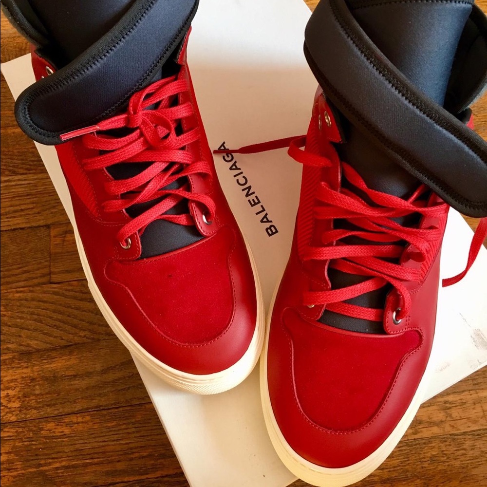 💯Auth Balenciaga High Top Sneakers Red Size 42